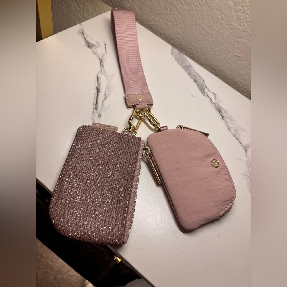Lulu Lemon Pink Wristlet and Card Holder Set